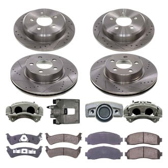 Callahan Brake Parts® - Drilled and Slotted Front and Rear Brake Kit with Calipers