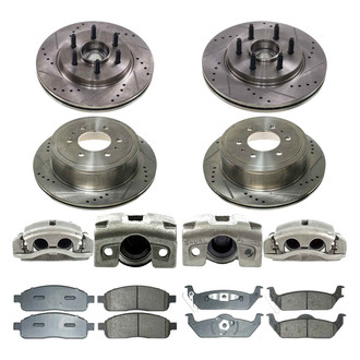 Callahan Brake Parts® - Drilled and Slotted Front and Rear Brake Kit with Calipers