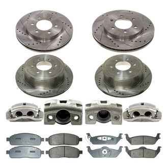Callahan Brake Parts® - Drilled and Slotted Front and Rear Brake Kit with Calipers
