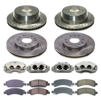 Callahan Brake Parts® - Drilled and Slotted Front and Rear Brake Kit with Calipers