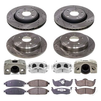 Callahan Brake Parts® - Drilled and Slotted Front and Rear Brake Kit with Calipers