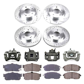 Callahan Brake Parts® - Drilled and Slotted Front and Rear Brake Kit with Calipers