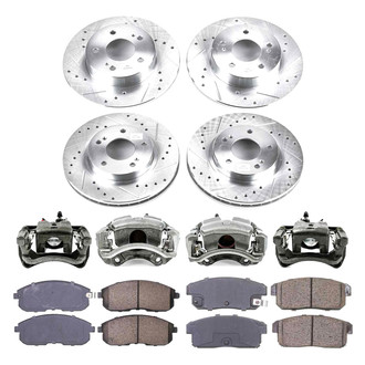 Callahan Brake Parts® - Drilled and Slotted Front and Rear Brake Kit with Calipers