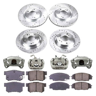 Callahan Brake Parts® - Drilled and Slotted Front and Rear Brake Kit with Calipers