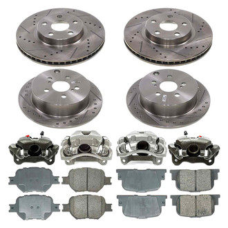 Callahan Brake Parts® - Drilled and Slotted Front and Rear Brake Kit with Calipers