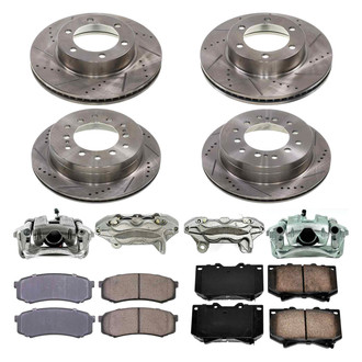 Callahan Brake Parts® - Drilled and Slotted Front and Rear Brake Kit with Calipers