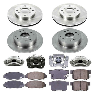Callahan Brake Parts® - Plain Front and Rear Brake Kit with Calipers