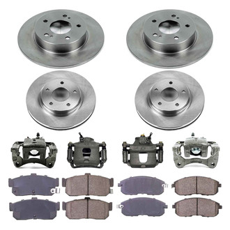 Callahan Brake Parts® - Plain Front and Rear Brake Kit with Calipers