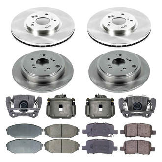 Callahan Brake Parts® - Plain Front and Rear Brake Kit with Calipers