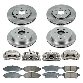 Callahan Brake Parts® - Plain Front and Rear Brake Kit with Calipers