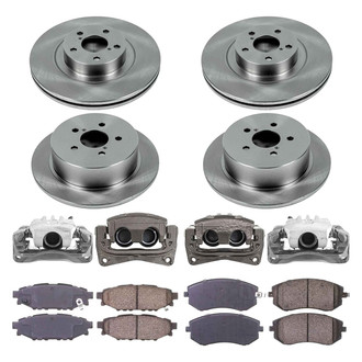 Callahan Brake Parts® - Plain Front and Rear Brake Kit with Calipers