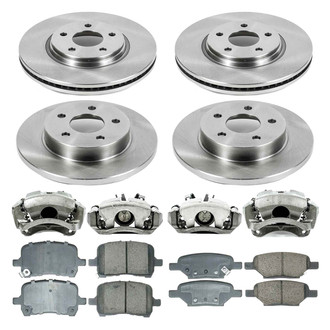 Callahan Brake Parts® - Plain Front and Rear Brake Kit with Calipers