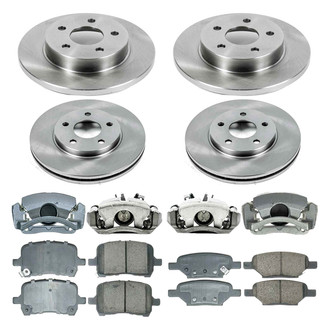 Callahan Brake Parts® - Plain Front and Rear Brake Kit with Calipers