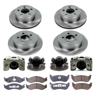 Callahan Brake Parts® - Plain Front and Rear Brake Kit with Calipers