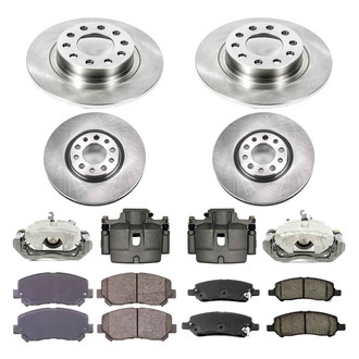 Callahan Brake Parts® - Plain Front and Rear Brake Kit with Calipers