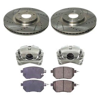 Callahan Brake Parts® - Drilled and Slotted Front Brake Kit with Calipers