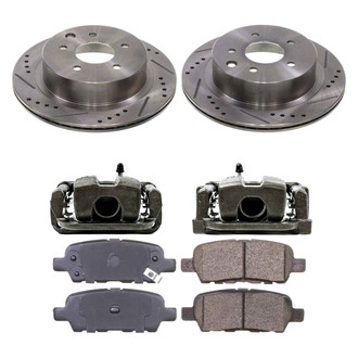 Callahan Brake Parts® - Drilled and Slotted Rear Brake Kit with Calipers