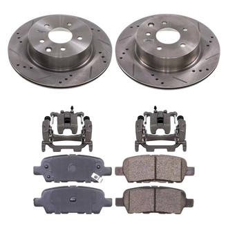 Callahan Brake Parts® - Drilled and Slotted Rear Brake Kit with Calipers
