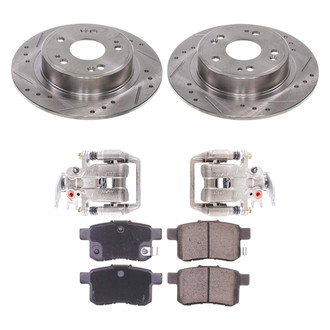 Callahan Brake Parts® - Drilled and Slotted Rear Brake Kit with Calipers