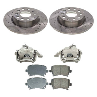 Callahan Brake Parts® - Drilled and Slotted Rear Brake Kit with Calipers