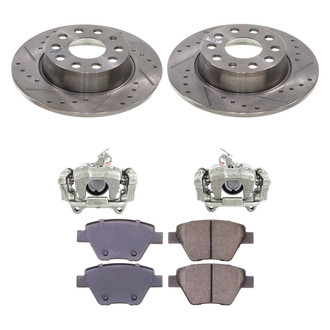 Callahan Brake Parts® - Drilled and Slotted Rear Brake Kit with Calipers