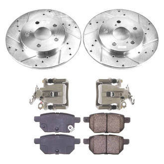 Callahan Brake Parts® - Drilled and Slotted Rear Brake Kit with Calipers