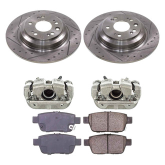 Callahan Brake Parts® - Drilled and Slotted Rear Brake Kit with Calipers