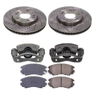 Callahan Brake Parts® - Drilled and Slotted Front Brake Kit with Calipers