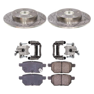 Callahan Brake Parts® - Drilled and Slotted Rear Brake Kit with Calipers