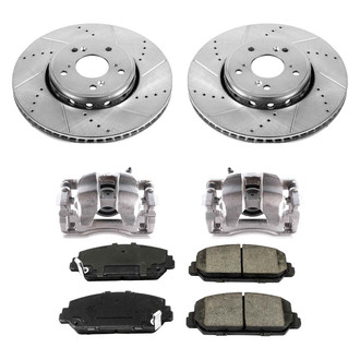 Callahan Brake Parts® - Drilled and Slotted Front Brake Kit with Calipers