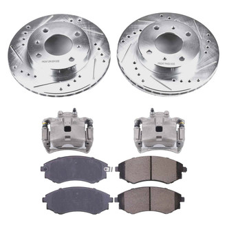 Callahan Brake Parts® - Drilled and Slotted Front Brake Kit with Calipers