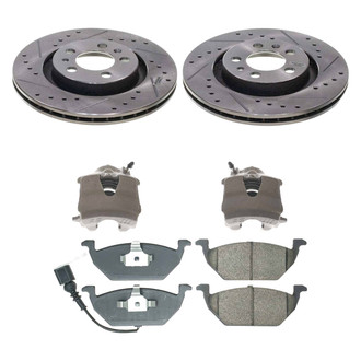 Callahan Brake Parts® - Drilled and Slotted Front Brake Kit with Calipers