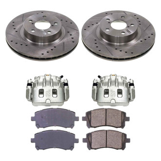 Callahan Brake Parts® - Drilled and Slotted Front Brake Kit with Calipers
