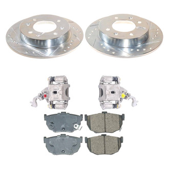 Callahan Brake Parts® - Drilled and Slotted Rear Brake Kit with Calipers