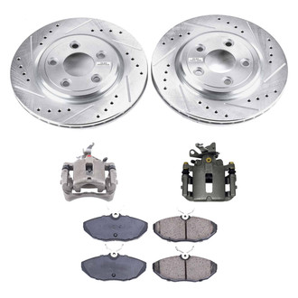 Callahan Brake Parts® - Drilled and Slotted Rear Brake Kit with Calipers