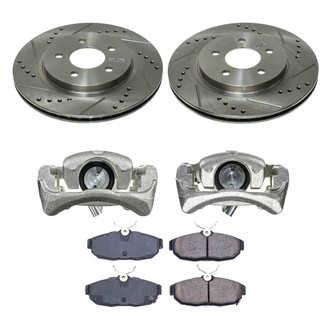 Callahan Brake Parts® - Drilled and Slotted Rear Brake Kit with Calipers
