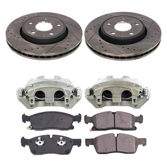 Callahan Brake Parts® - Drilled and Slotted Front Brake Kit with Calipers