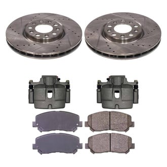Callahan Brake Parts® - Drilled and Slotted Front Brake Kit with Calipers