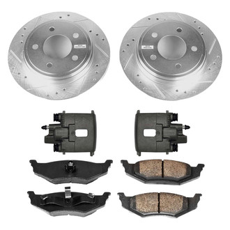 Callahan Brake Parts® - Drilled and Slotted Rear Brake Kit with Calipers