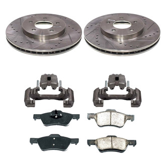 Callahan Brake Parts® - Drilled & Slotted Brake Kit with Calipers