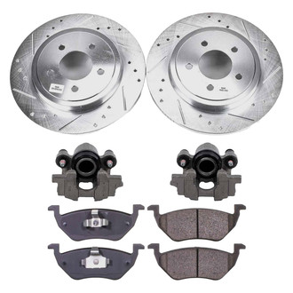 Callahan Brake Parts® - Drilled and Slotted Rear Brake Kit with Calipers