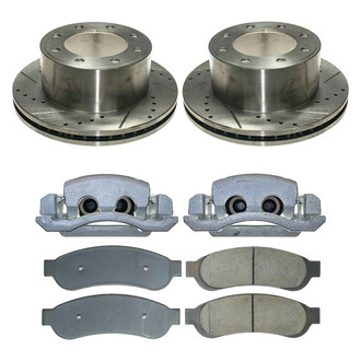 Callahan Brake Parts® - Drilled and Slotted Rear Brake Kit with Calipers