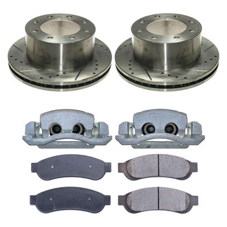 Callahan Brake Parts® - Drilled and Slotted Rear Brake Kit with Calipers