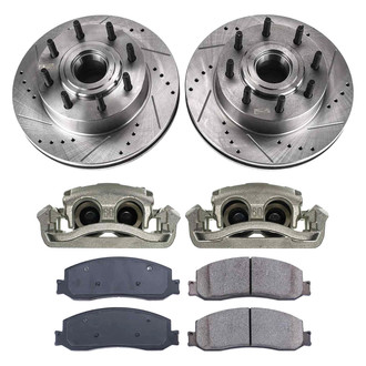 Callahan Brake Parts® - Drilled and Slotted Front Brake Kit with Calipers