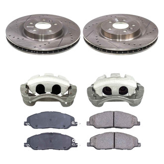 Callahan Brake Parts® - Drilled and Slotted Front Brake Kit with Calipers