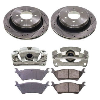 Callahan Brake Parts® - Drilled and Slotted Rear Brake Kit with Calipers