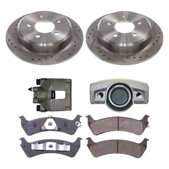 Callahan Brake Parts® - Drilled and Slotted Rear Brake Kit with Calipers