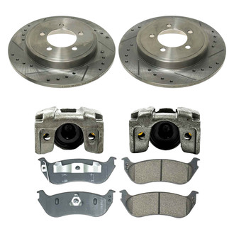 Callahan Brake Parts® - Drilled and Slotted Rear Brake Kit with Calipers