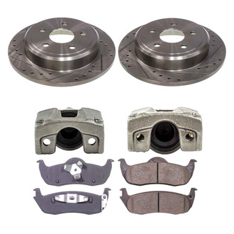 Callahan Brake Parts® - Drilled and Slotted Rear Brake Kit with Calipers