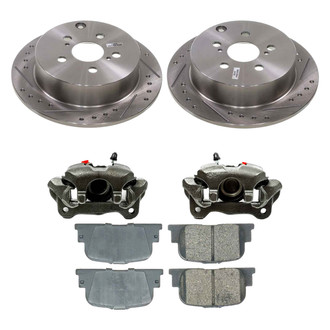 Callahan Brake Parts® - Drilled and Slotted Rear Brake Kit with Calipers